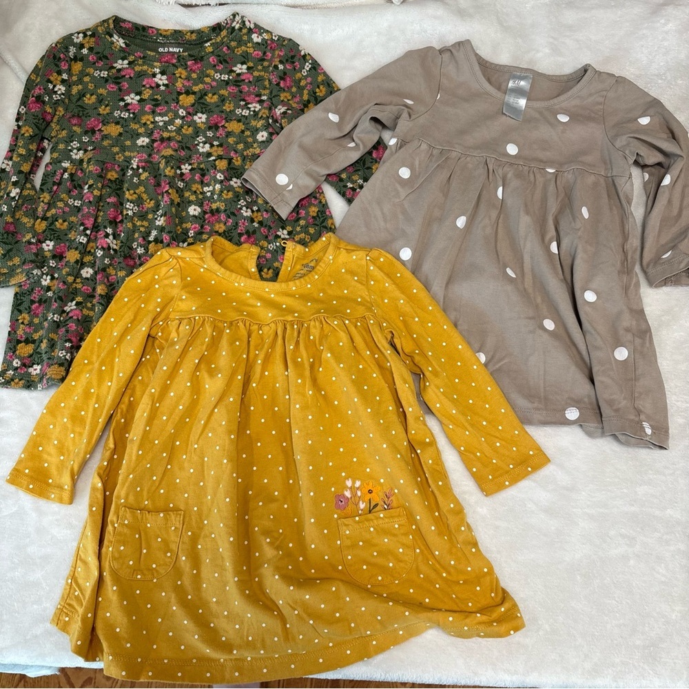 Carters Old Navy H&M 18 month girl fall dresses long sleeve floral polka dots